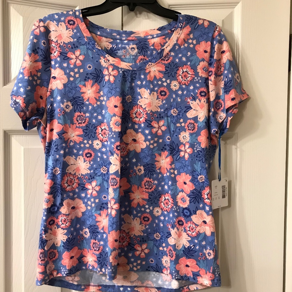 Sleep sense sleep tee, blu/pink flrl, SZ M, NWT